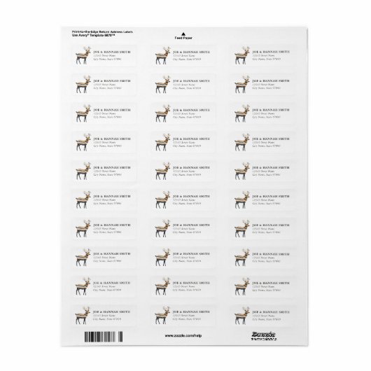 Christmas Reindeer Return Address Labels (Full Sheet)