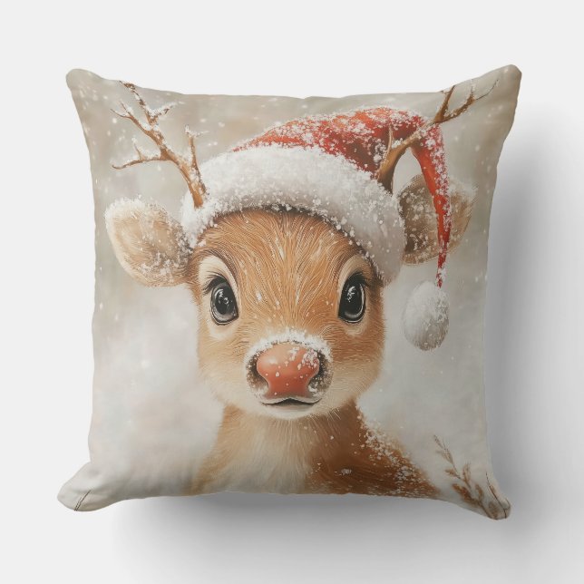 Christmas Reindeer Throw Pillow Kussen (Voorkant)