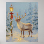 Christmas Reindeer Under the Lamp Light Poster (Voorkant)