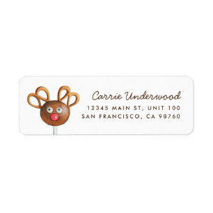 Christmas Rendier Cake Pop retour adreslabel Etiket