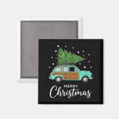 Christmas Retro Car With Christmas Tree - Merry Me Magneet (Voorkant / Achterkant)
