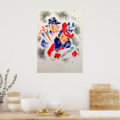 Christmas retro couple Poster vintage de vacances (Cuisine)