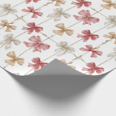 Christmas Ribbon Grid Pattern Cadeaupapier (Hoek)