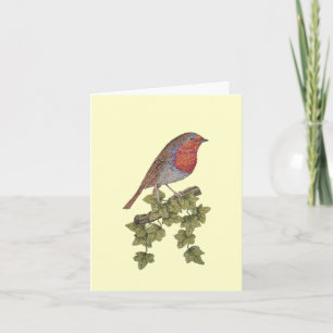 Christmas robin and ivy leaves illustraties feestdagen kaart