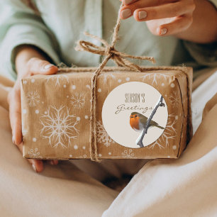 Christmas Robin Bird Season's Groeten Sticker