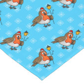 Christmas Robin Carol Singing Pattern Wildlife Korte Tafelloper (Hoek)