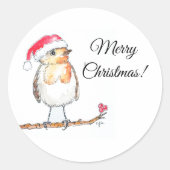 Christmas Robin Ronde Sticker (Voorkant)
