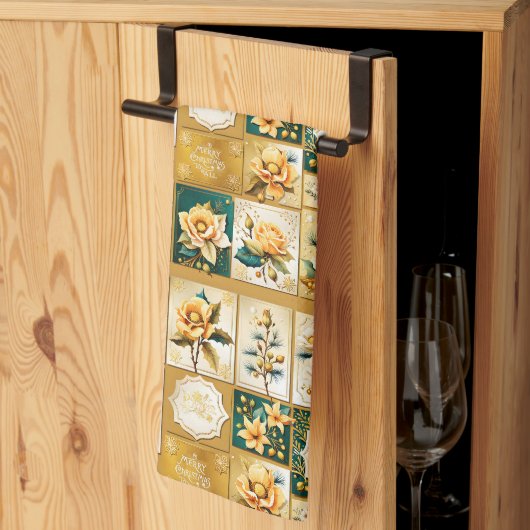 Christmas Roos Collage Theedoek (Derde Gevouwen)