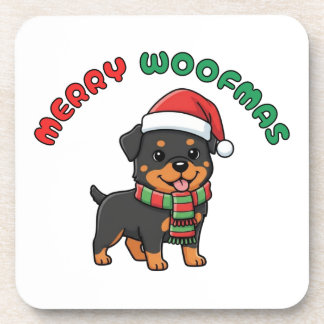 Christmas Rottweiler Coaster: Merry Woofmas Bier Onderzetter