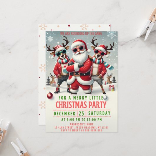 Christmas Rounding up the Gang Invitation (Devant/Arrière en situation)