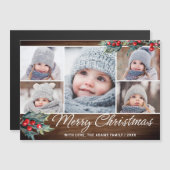Christmas Rustic 5 PHOTO Grey Carte magnétique (Devant / Derrière)