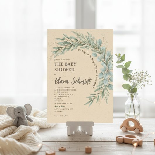 Christmas Rustic Greenery Krans Baby shower Kaart