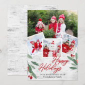 Christmas Rustic Photo Collage Famille Carte de va (Devant / Derrière)