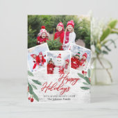 Christmas Rustic Photo Collage Famille Carte de va (Debout devant)