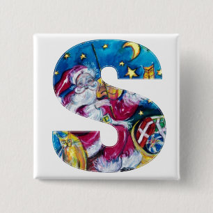 CHRISTMAS S BRIEF / INSPIRED SANTA MONOGRAM VIERKANTE BUTTON 5,1 CM