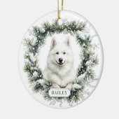 Christmas Samoyed Dog Ceramic Circle Ornament (Links)