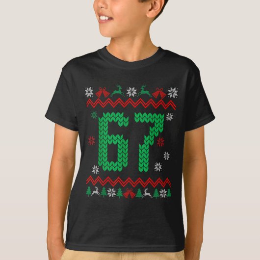 Christmas Santa 67 Six Seven Meme Ugly Sweater  T-shirt (Voorkant)