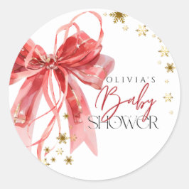 Christmas Santa Baby Red and Gold Baby Shower Ronde Sticker