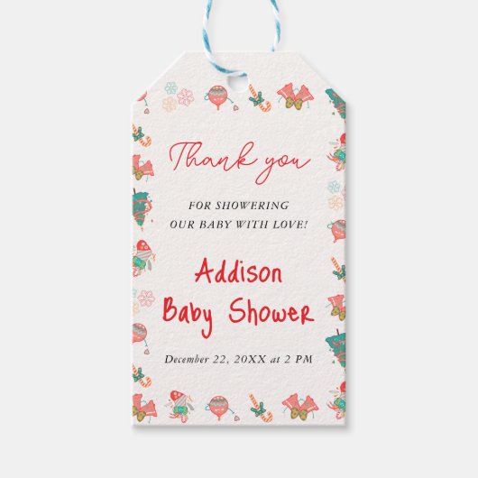 Christmas Santa Baby shower Dank u Cadeaulabel (Voorkant)