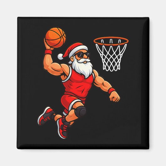 Christmas Santa Basketball Player Dunking Basketba Magneet (Voorkant)