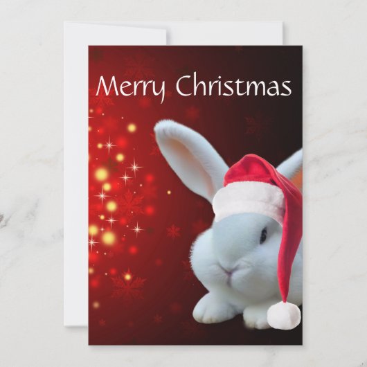 Christmas Santa Bunny Flat Holiday Kaart (Voorkant)