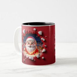 Christmas Santa Claus 3D Mugs Merry Christmas Mug Tweekleurige Koffiemok