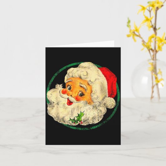 Christmas Santa Claus Face Old Fashioned Pajamas H Kaart (Gele Bloem)