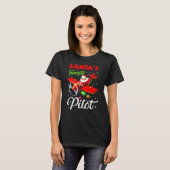 Christmas Santa Claus Pilot Flying Airplane T-shirt (Voorkant volledig)