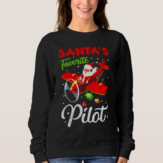 Christmas Santa Claus Pilot Flying Airplane Trui (Voorkant)