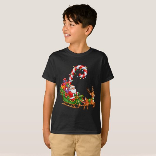 Christmas Santa Claus Riding Reindeer Lights Men W T-shirt (Voorkant volledig)