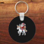 Christmas Santa Claus Riding Unicorn - Xmas Girls Sleutelhanger (Voorkant)
