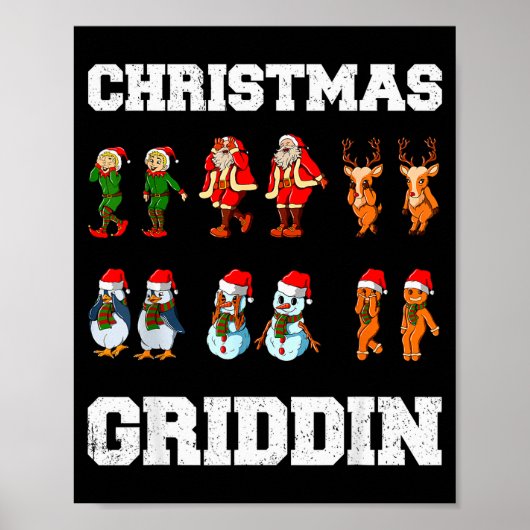 Christmas Santa Claus Snowman Reindeer Griddy Grid Poster (Voorkant)