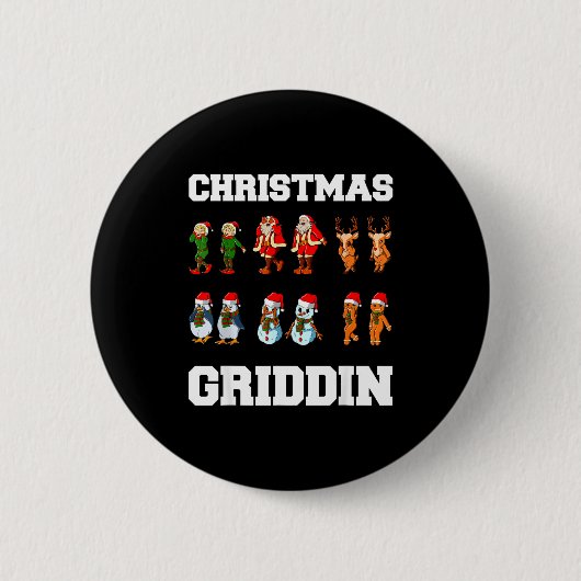 Christmas Santa Claus Snowman Reindeer Griddy Grid Ronde Button 5,7 Cm (Voorkant)