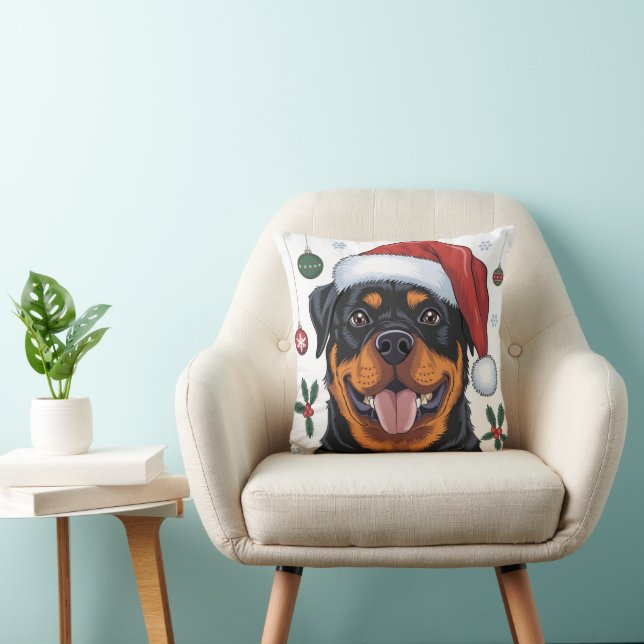 Christmas Santa Dog Rottweiler Sierkussen (Stoel)