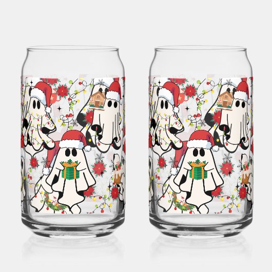 Christmas Santa Ghost Glass Cups Blikvorm Glas (Voorkant)