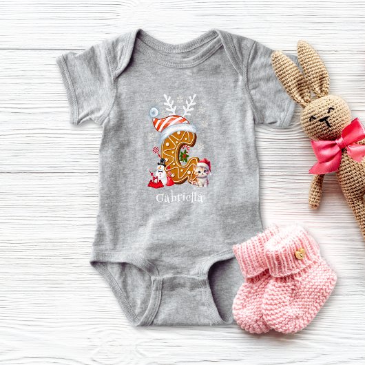 Christmas Santa Gingerbread Alphabet G Romper