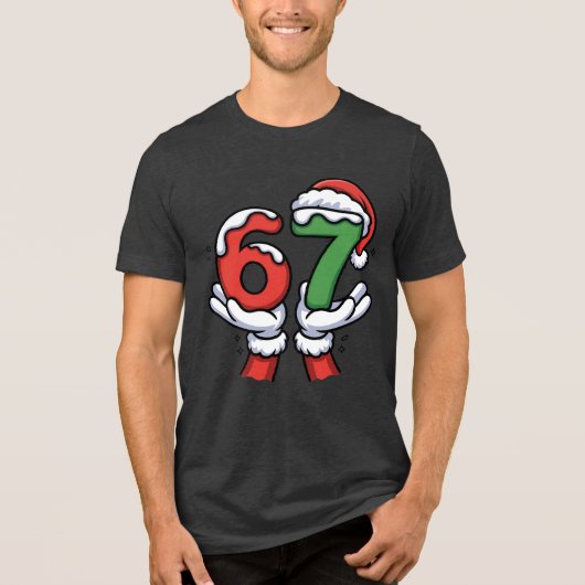 Christmas Santa Hand 67 6 7  Tri-Blend Shirt (Voorkant)