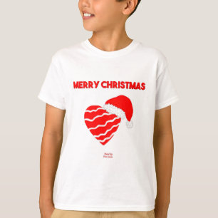 Christmas Santa Heart Boys White Basic T-Shirt
