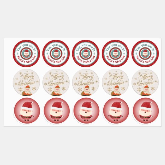 Christmas Santa Label Stickers Sheet (Vel)