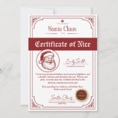 Christmas Santa Nice List Certificate Kaart (Voorkant)