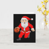 Christmas Santa Playing Basketball Xmas Funny Srts Kaart (Gele Bloem)