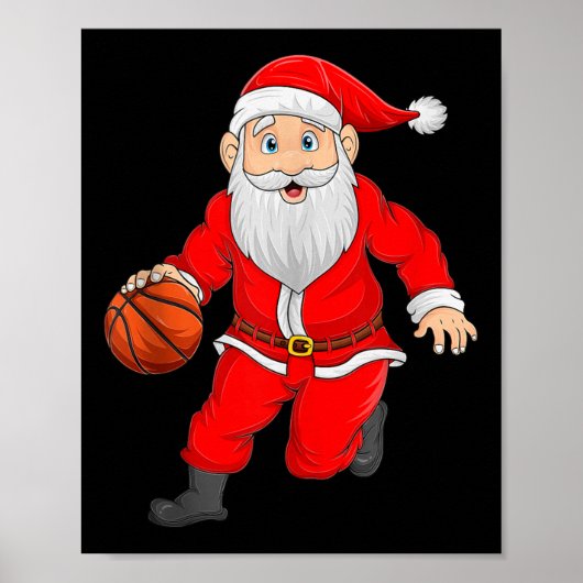 Christmas Santa Playing Basketball Xmas Funny Srts Poster (Voorkant)