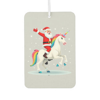 Christmas Santa Riding Unicorn Xmas Girls Women Ra Luchtverfrisser