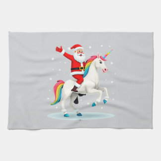 Christmas Santa Riding Unicorn Xmas Girls Women Ra Theedoek