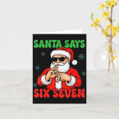 Christmas Santa Says Six Seven Hands Sign Funny 6 Kaart (Gele Bloem)