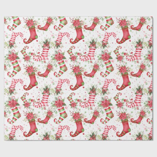 Christmas Santa sokken Normal Scale Cadeaupapier (Vlak)