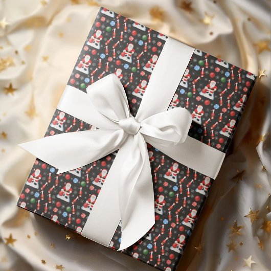 Christmas Santa's Bowling Pattern Cadeaupapier