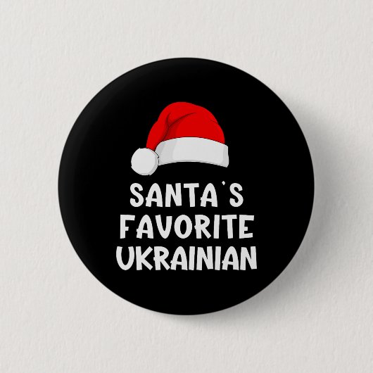 Christmas Santa's Favorite Ukrainian Funny Pajama  Ronde Button 5,7 Cm (Voorkant)