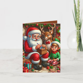 Christmas Santa's workshop North pole customizable Feestdagen Kaart