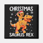 Christmas Saurus Rex Gingerbread Man Cookie Trex B Magneet (Voorkant)